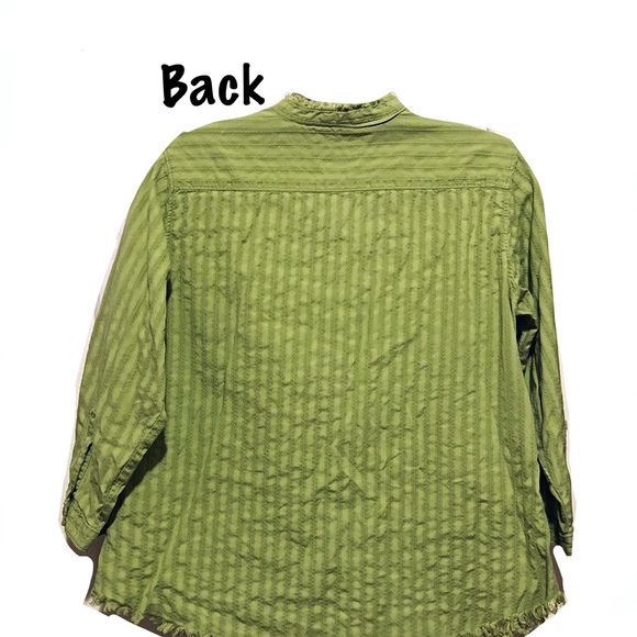 DONATED Blouse-Buttons, Textured Stripes-Fray Coll - Picture 5 of 9